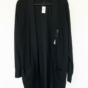 Women's Black Open Front Sweater